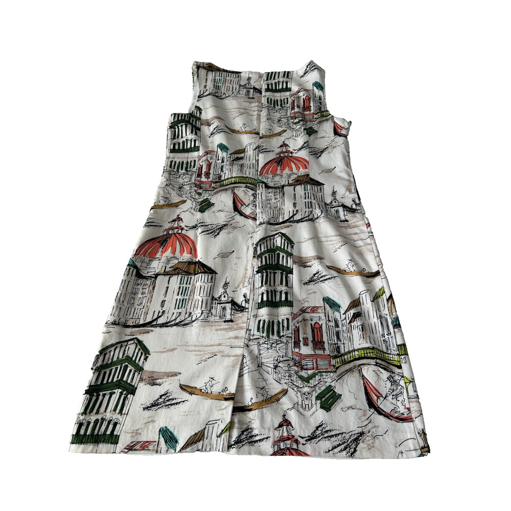 Chadwicks of Boston Women's Shift Dress Sz 10 Ivory Lined Scenic Italy Art Print - Picture 3 of 10